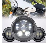 '7 Pulgadas Negro Harley LED de Scheinwerfer + 2 x 4 - 1/2nebelscheinwerfer Passing lámpara Compatible con Harley Davidson Road King Motocicleta (1 Juego)