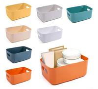 7 recipientes de almacenamiento de plástico para uso doméstico y aula, cada uno de 2 1 L para organización de cocina, baño y armario