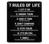 7 Rules Of Life Metal Tin Sign Inspirational Wall-Art Home Office Classroom Bedroom Gift Idea Men Women Teens 8 X 12 in