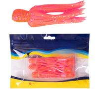 7 señuelos de calamar de agua salada para pesca de lubina con diseño flotante, tentáculos oscilantes realistas y construcción de PVC (rosa)