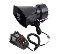 7 Sonidos 12V Alarma de advertencia electrónica para automóvil con micrófono de altavoces PA Sirena de sonido Motocicleta Bomberos Ambulancia Altavoz