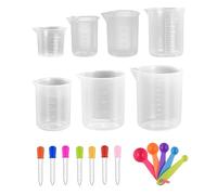 7 tazas medidoras con 7 goteros de silicona, 5 cucharas medidoras, taza gruesa resistente al calor con graduación taza de plástico sin mango, herramienta de medición para hornear, cocinar, verter y