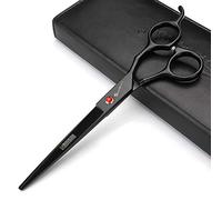 7 "Tijeras profesionales de corte de pelo de peluquería con mano derecha Tijeras de corte de pelo para Hairstlist mango derecho (negro)