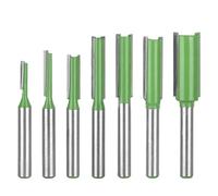 7 Uds cuchillo recto 1/4 "vástago herramientas de fresado carpintería máquina ranuradora doble filo accesorios eléctricas