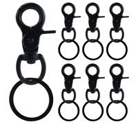7 unidades de mosquetón con articulación giratoria, resistente aleación de zinc, mosquetón para perros, mosquetón giratorio con llavero, mosquetón negro para correa de perro