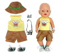7 unidades de ropa para muñecas de bebé de 35 a 43 cm, lindas muñecas Koala Baby Dolls, ropa para muñecas de 14 a 18 pulgadas, ropa con chaleco, pantalones, sombrero, gafas, zapatos, pulsera colgante