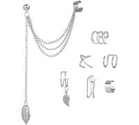 7 unids Ear Cuff Falso Lip Helix Cartílago Clip On Wrap Pendientes No Piercing Pendiente Juego de Joyas para Mujeres Niñas Acero Inoxidable Practical And Professional