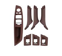 7 Unids/Lote Kit Cubierta Ajuste Tirador Panel Manija Puerta Interior Para 5 Series F10 F18 525530535540 2010-2017 LHD RHD Coche manija puerta interior Maneta(LHD Red Brown 7Pc)