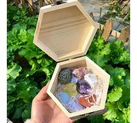 7 unids Natural Amatista Citrino Cuarzo Cristal Mineral Espécimen Curación Piedras Curacion Ore Ore Siete Chakras Terapia Piedra Regalo de madera