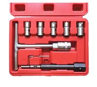 7 unids/set, herramienta limpiadora de asiento de inyector diésel, juegos de manijas de removedor de escariador de carbono