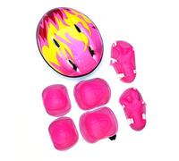 7 Unids/set Juego de Casco Ajustable para Niños, Casco para Niños Y Niñas, Rodilleras, Coderas, Muñequeras, Equipo de Protección, Equipo de Protección con Coderas, Rodilleras, Muñequeras(ROSA)