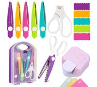 7 unidsset Tijeras de manualidades 3 en 1 Corner Rounder Paper Punch Tijeras decorativas de borde de papel con caja de almacenamiento, juego de 5 tipos Zig Zag Edges Tijeras para proyectos de