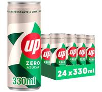 7 UP Refresco cero de lima y limón, sin azúcares y sin calorías, pack de 24 latas de 330 ml, 7.92 litros en total, Lima Limon Zero