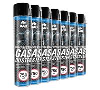 7 x AAB Spray de Aire Comprimido 750ml para Limpiar Teclados, Ordenadores, Copiadoras, Cámaras, Equipos Eléctricos | Efectividad Limpieza sin CFC's | Ideal para la Eliminación de Polvo | Limpiar PC