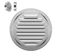 70 100 130 160 200mm Rejillas de Ventilacion Redonda, Acero Inoxidable 304 Tapa Persiana Plana, Rejilla Ventilacion para Muro Exterior Garaje Secadora con Malla, Fijación Tornillos(120mm/4.7in)