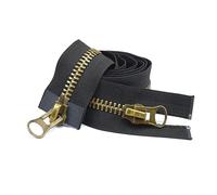 70-120cm 8# Cremallera de metal Deslizadores dobles Chaqueta Ropa Cremalleras de extremo abierto Accesorios de costura de ropa Diy, Negro, 80cm