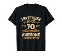 70 Años Impresionante Vintage Septiembre 1955 70 Cumpleaños Camiseta