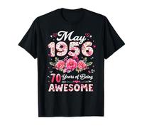 70 años Mayo 1956 Floral 70 cumpleaños Hombres Mujeres Camiseta