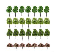 70 árboles de paisaje ferroviario modelo para HO Z para diseños de escala, mezcla de plástico verde y flor de melocotón para bosque, paquete para edificios de jardín y diorama