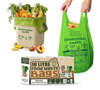70 bolsas - Bolsas 10 L - Asas para anudar - Certificadas OK compost HOME - Residuos orgánicos - Súper resistentes - Bolsas para cubo de cocina