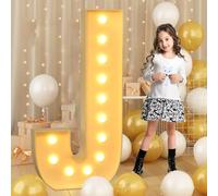 70 cm - 2.3 pies Letra gigante LED J iluminada, letrero de luz de marquesina en mosaico, lámparas de letras LED para San Valentín, cumpleaños, Navidad, Año Nuevo