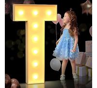 70 cm Letras iluminadas Letrero LED Letras de marquesina con luces Lámpara del alfabeto Iluminando palabras de pie A - Z Boda Fiesta de cumpleaños Bar Decoración de pared ( Color : Letter T , Size : 7