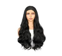 70 cm Long Wavy Headband Wig for Women,Wear and Go Glueless Synthetic Hair Soft Body Wave Wigs Wiglets(1B#)