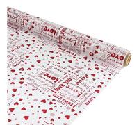 70 CM x 30 M Celofán Lacado Blanco con Corazones I Love You · Rollo Polipropileno · Envoltura Regalos Originales, Flores y Cestas · San Valentín, Día de la Madre, Cumpleaños