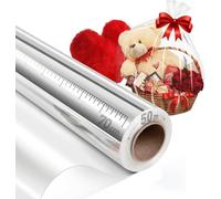 70 CM x 50 M Celofán Transparente para Envolver Regalos, Cestas y Decoración de Flores,Rollo de Polipropileno Transparente con Grosor 35 micras