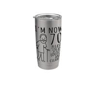 70 cumpleaños para él/hombres | Ahora tengo 70 años | 70 BDay Vaso térmico de acero inoxidable de doble pared