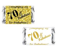 70 & Fabulous Miniaturas Candy Bar Wrapper (Set de 60) Mini Candy Bar Pegatinas Etiquetas Adhesivas; Decoración de fiesta de cumpleaños. Dulces no incluidos.
