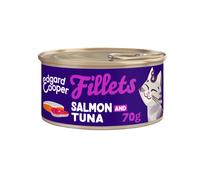 Edgard & Cooper Comida húmeda para Gatos, Salmón y Atún 24 x 70g, Filetes en Caldo, sin Cereales, con Ingredientes Naturales, Apta esterilizados, sin azúcares añadidos