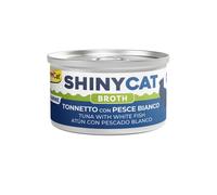 70 g GimCat Shiny Cat Atún y Pescado blanco en caldo lata para gatos