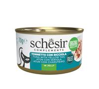 Schesir, Filetes de Atún con Seriola en Gelatina, Comida Húmeda Complementaria para Gatos, en Latas, Receta Original, 100% Natural, 12 x 70g