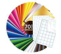 70 láminas de vinilo autoadhesivas, 65 láminas autoadhesivas + 5 hojas de lámina de transferencia para Cricut, decoración de fiestas, pegatinas, cortadores, pegatinas para coche (28 colores) (70)