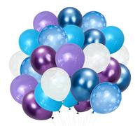 70 Piezas Azul Morado y Blancos, Copo de Nieve Globos de Látex, Globos de Cumpleaños Metalizados Azul Lila, con Cintas, Para Cumpleaños, Bodas, Compromisos, Baby Showers