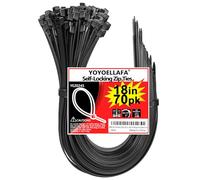 70 Piezas Bridas Plastico Negras 450mm, 90kg Bridas Grandes Largo 9mm Abrazaderas Plastico Exterior Resistentes UV Bridas para Cables, Zip Ties