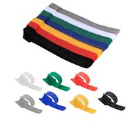70 Piezas Bridas Reutilizables de Nylon, Bridas Sujeta Cables Eléctricos con Gancho y Bucle, Organizador Clips para Gestión de Cables para Hogar, Oficina - 7 Colores