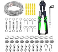 70 Piezas Cable Acero Inoxidable 304, 30 m Recubiertos de PVC de 3 mm, Tensor Cable Acero, para Luces de Cadena, Tendederos, Cuerdas para Colgar Cortinas (plata)