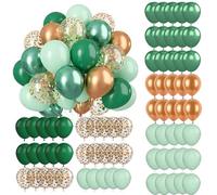 70 Piezas Globos Verdes y Dorados Blancos, Globos de Confeti Dorado, lobos de Látex de Oro Blanco Verde, Metalizados Confeti Globos, para Cumpleaños Bodas Baby Shower Fiestas Decoracion