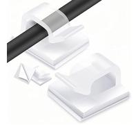 70 Piezas Sujeta Cables Adhesivo para Pared, Clips Autoadhesivos para Organizar y Fijar Cables en Casa y Oficina, Soporte Durable FHISKUNYU