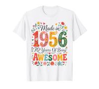 70 Year Old Made in 1956 Retro Floral 70th Birthday Women Camiseta