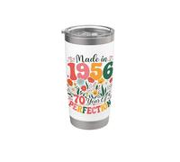 70 Year Old Made in 1956 Retro Floral 70th Birthday Women Vaso térmico de acero inoxidable de doble pared