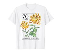 70 Years Loved and Blessed - Sello Floral para cumpleaños de 70 años Camiseta