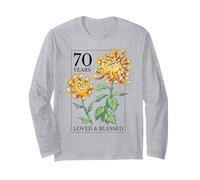 70 Years Loved and Blessed - Sello Floral para cumpleaños de 70 años Manga Larga