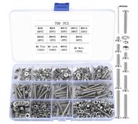 700 Pcs M4 Tornillos y Tuercas y Arandelas Set, Tornillos y Tuerca de Cabeza Hueca Hexagonal de Cabeza Plana, Tornillos Roscados de Acero Inoxidable, Tornillo Maquinaria y Tuercas y Arandelas Kit