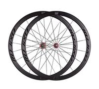 700C Disco De Freno Juego De Ruedas De Bicicleta De Carretera Eje Pasante Rueda 12 * 100mm/12 * 142mm 24H Llantas aleación de Aluminio for 8/9/10/11 Velocidad Cassette(Rot,30mm)