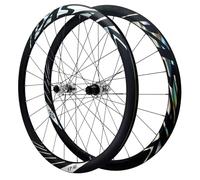 700C Eje Pasante Juego De Ruedas para Bicicleta De Carretera Delantera Trasera Llantas De Aleación De Aluminio Buje Freno De Disco para Cassette De 8-12 Velocidades(Titanium)