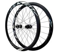 700C Eje Pasante Juego De Ruedas para Bicicleta De Carretera Delantera Trasera Llantas De Aleación De Aluminio Buje Freno De Disco para Cassette De 8-12 Velocidades(Black)