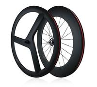 700C Fibra De Carbono Juego De Ruedas For Bicicleta De Piñón Fijo QR Delantera Trasera 100/120 Mm Ruedas 3/24H Rodamientos Bujes Pista De Carreras Bicicleta Rueda 14G Radios(Rear＋Front)